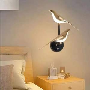 Lampe murale d'ambiance moderne et simple en aluminium pour chambre à coucher Éclairage domestique de luxe LED Bird Magpie Applique murale d'ambiance pour fond de télévision Applique murale de chevet - Product Image 5