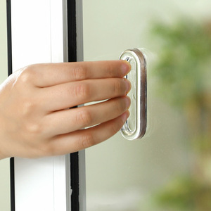 Self-Adhesive Sliding Door Handle Oval Acrylic Transparent Wardrobe Glass Door Handle Easy Installation Pack Of 4 - Product Image 1