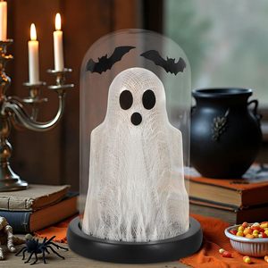 Decoración de Mesa de Halloween con Fantasma Adorable con Luz, Fantasma de Halloween en Campana Transparente con Luz para Decoración del Hogar en Días Festivos - Product Image 4