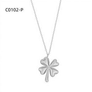 Amy Amy Fashion Pendant <b>Necklace</b> Stainless Steel <b>Silver</b> Plated Four <b>Leaf</b> Clover Women's Everyday Jewelry Gift Chain <b>Necklaces</b> - Product Image 1