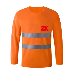 中国制造商长袖橙色反光安全衬衫t恤