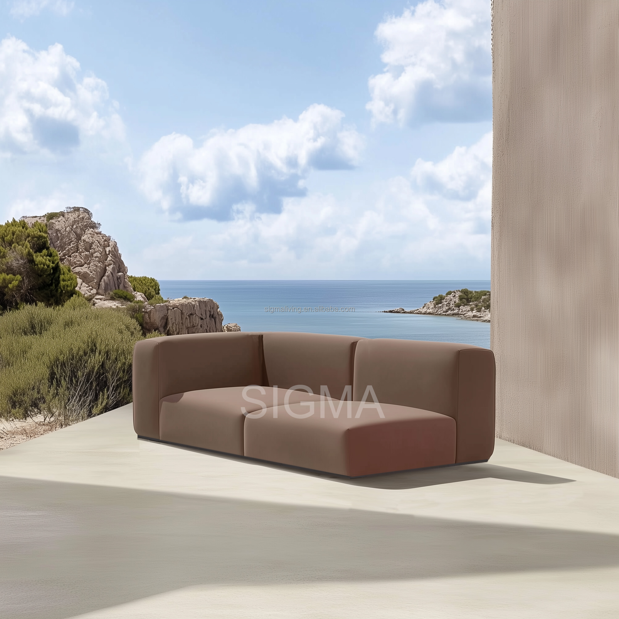 Custom Luxury Patio Furniture Outdoor Fabric Sofa Hotel Villa Leisure Single Garden Metal Frame Sofa