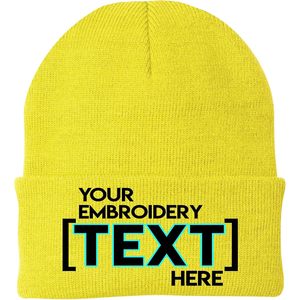 Custom Embroidered Beanie Ski Cap Personalized Text Winter Knit <b>Hat</b> Keep Warm Breathable Polyester Cotton - Product Image 1