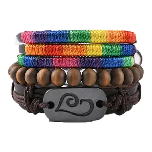 Mwsc — Bracelet en Faux cuir, Bracelet arc-en-ciel pour Couple d'étudiants, ajustables, tressé, multicouche, pour la Gay, pour homosexuels, vente en gros