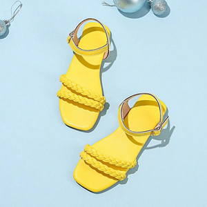 Sandales plates tressées pour filles, tendance décontractée, pour l'école et les activités de plein air - Product Image 3