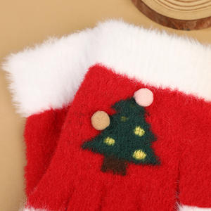 도매 어린이 만화 크리스마스 자카드 나일론 방한 손가락 분리 겨울 야외 장갑 6-10y - Product Image 4