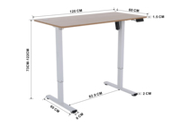 Bureau de travail réglable en hauteur, extensible, en bois et aluminium, avec mécanisme de levage motorisé, table debout