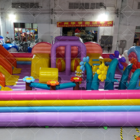 Château sautant gonflable de Funcity avec le château de glissière de divertissement des enfants de thème de fleur