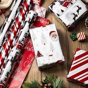 Christmas <b>Wrapping</b> <b>Paper</b> Roll 42.5 Sq Ft Metallic Santa Sleigh Reindeer Stripe Plaid Snowflake Gift Craft Anti Curl - Product Image 6