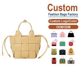 Bolso de Mano de Cuero Vacuno Suave con Correa Ajustable, Bolso Tipo Cubo Tejido de Lujo Ligero para Mujer, Logotipo Personalizado Disponible - Product Image 1