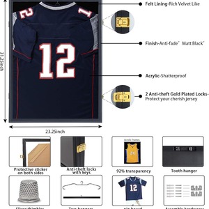 Homco MDF gỗ ảnh nhựa Glass Jersey hộp hiển thị áp phích bóng trường hợp khung ảnh <span class=keywords><strong>plexiglass</strong></span> hiển thị trường hợp Khung bóng hộp - Product Image 6