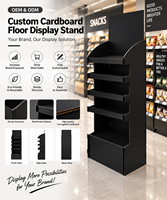 Rak Display Lantai Karton Bergelombang Kustom dengan Rak Kertas untuk Promosi Toko Supermarket