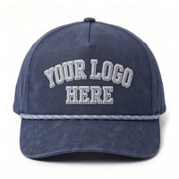 Cappellino da Baseball Personalizzato con Cordino, Blu Navy, Visiera Curva, Ricamo 3D, Cappello Sportivo Unisex, Logo Personalizzato OEM