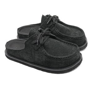 Hot-selling vintage-style lace-up suede wooden <b>clogs</b>, Mules, new trendy thick-soled Billiken <b>slippers</b>, for both men and women. - Product Image 4