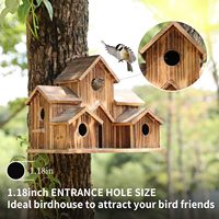 Nichoir en bois multi-compartiments pour l'extérieur, à suspendre, avec trou d'entrée de 1,18 pouce, cage à oiseaux