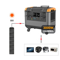 Batterie solaire portable d'urgence pour la maison 3000w 230v, charge rapide, station d'alimentation 2688WH pour le camping en plein air