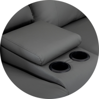 Canapé d'angle en cuir VANBOW moderne 7 places, canapé d'angle inclinable avec console centrale et porte-gobelets pour home cinéma