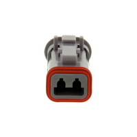 DT06-2S-E008 Carcasa automotriz de 2 posiciones para terminales hembra, cable a cable, línea central de 5.46 mm (.215 pulg.), sellable, gris