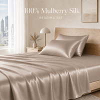 Parure de lit King Size en soie de mûrier 100% pure, tissu uni teint, drap-housse et housse de couette en satin