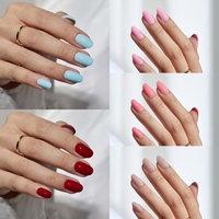 Ongles à presser réutilisables en gel souple verni de luxe avec logo personnalisé, style français, avec colle, longueur courte