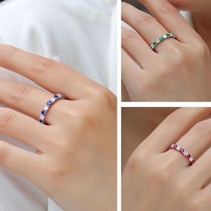S925 <strong>Silver</strong> Ring with White Moissanite Sapphire &amp; Emerald European American <strong>Fashion</strong> <strong>Jewelry</strong> for Women for Engagement Gift Party - Product Image 6
