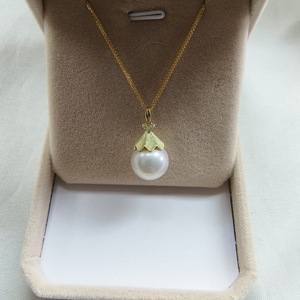 Pendentif en argent S925, jupe de princesse, 11-12mm, grande perle ronde blanche, avec finition mate, haute qualité, propre et élégant - Product Image 3