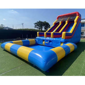 有趣的彩虹巨型充气水上公园游乐园游泳池充气滑梯 - Product Image 1