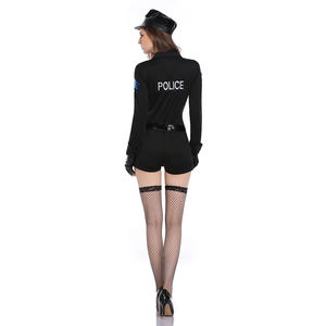 Combinaison noire à manches longues pour femme, uniforme de Police Sexy, uniforme de jeu de dentelle, vêtements de Cosplay - Product Image 5