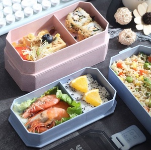 Contenedor de tapa plana Rectangular de paja de trigo portátil, fiambrera Tiffin Bento de plástico - Product Image 6