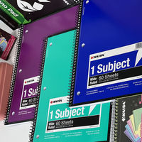 Cahier à spirale pour étudiants américains, lignage large, perforation 3 trous, couverture en carton coloré, logo personnalisé