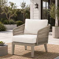 Ensemble de salon de jardin de luxe résistant aux intempéries en aluminium et corde, 4 pièces, avec canapé et chaises profondes