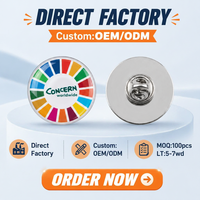 Épinglette personnalisée en acier inoxydable ronde avec impression couleur intégrale et dôme en époxy |   Fabricant de badges avec logo d'organisation caritative OEM