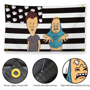 Bannière décorative amusante <span class=keywords><strong>Beavis</strong></span> et Butt-Head, motif papier toilette et drapeau américain 3x5ft, pour dortoir et décoration de niche masculine - Product Image 2