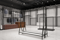 Magasin de détail design d'espace intérieur bois fer argent 2 façons femmes présentoirs pour magasin de vêtements