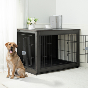 Modern Black Metal Pet Cage Rectangle Indoor Dog <b>Enclosure</b> Dual Lock Easy Cleaning Solid Design for Dogs - Product Image 1