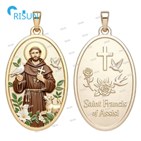 Collier pendentif médaillon religieux catholique Saint patron des animaux François d'Assise, médaille personnalisée Saint François d'Assise