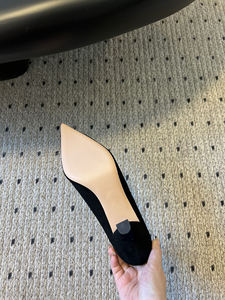 Chaussures de créateur de haute qualité pour femmes, en daim noir élégant, talons hauts, formelles, pour les banquets d'affaires, polyvalentes, vente en gros - Product Image 6