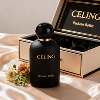 Flacon de parfum noir mat haut de gamme de luxe 50 ml, flacon de parfum 30 ml 100 ml, flacon vaporisateur de parfum vide en verre avec couvercle et boîte