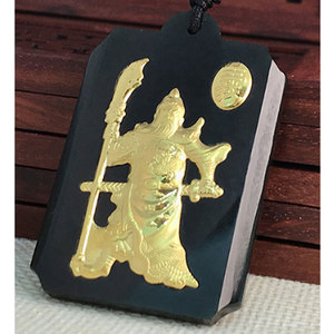 Collier avec pendentif en <span class=keywords><strong>or</strong></span> 24k, bijou à la mode, en pierre de jade hétian, traditionnel chinois, héros Guan yu - Product Image 4