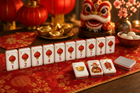 Jeu de tuiles de mahjong américain personnalisé - Design géométrique floral, mélamine acrylique, 4 joueurs