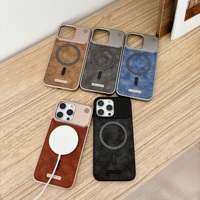 Porte-anneau magnétique personnalisé de luxe Couverture de téléphone antichoc pour pour S24 Ultra PC + PU Leather Material Pure Color Design