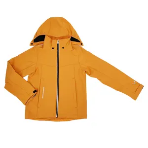 Custom Size Orange 95% polyester 5% spandex Breathable Waterproof Kids softshell jacket For Spring/Autume/Winter