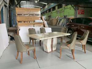 Table à manger en acier et marbre nordique moderne en gros, 8, 10, 12 places, pour la maison, l'hôtel, la villa, table à manger en pierre <span class=keywords><strong>Dali</strong></span> - Product Image 2