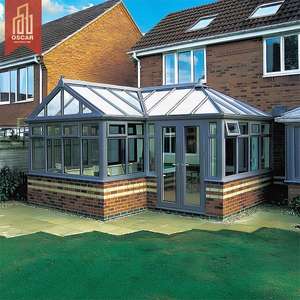 Véranda extérieure moderne imperméable avec cadre en <span class=keywords><strong>aluminium</strong></span> <span class=keywords><strong>noir</strong></span>, toit en verre trempé, utilisation résidentielle pour patio de jardin - Product Image 1