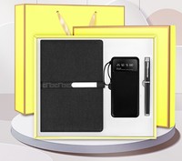 Ensemble cadeau d'entreprise en acier inoxydable rouge, 3 pièces, avec boîte, carnet, stylo, batterie externe, nouveauté pour les petites entreprises