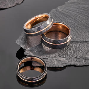 뜨거운 판매 텅스텐 반지 남자 클래식 사용자 정의 로고 보석 망치질당한 커플 웨딩 밴드 방수 로즈 골드 - Product Image 5