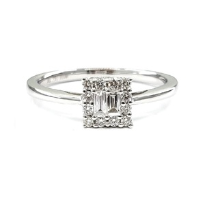 Hong Kong Drop Shipping bonne qualité personnalisé 18k solide or blanc véritable diamant princesse mince cluster anneaux pour femme fiançailles - Product Image 1