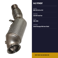 Downpipe catalyseur à montage direct avec bouclier thermique pour BMW 230i xDrive G42 2.0T B48 2022-2026 en acier inoxydable avec soufflet flexible