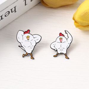 Meilleures ventes : Broche en émail coq musclé de dessin animé mignon, motif poulet culturiste, badge de revers, bijou animal amusant, vente en gros - Product Image 4