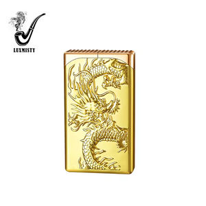 Encendedor inflable alimentado por fuego doble con patrón de grabado, llama a prueba de viento, encendedores de cigarros de cigarrillos directamente, regalos de negocios - Product Image 1